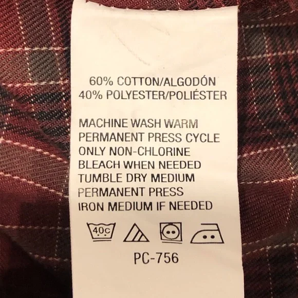 Van Heusen Red Plaid Long Sleeve Button Down Shirt, Size XXL, 18”- 18.5” - Picture 7 of 7